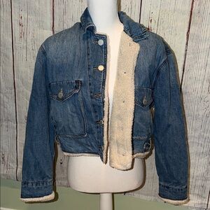 Blank NYC Blue Denim Jacket with Cream Lining